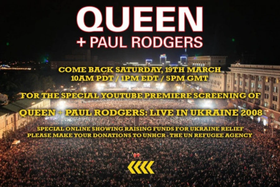 Queen + Paul Rodgers: Live In Ukraine 2008. YouTube Special. Raising funds for Ukraine Relief